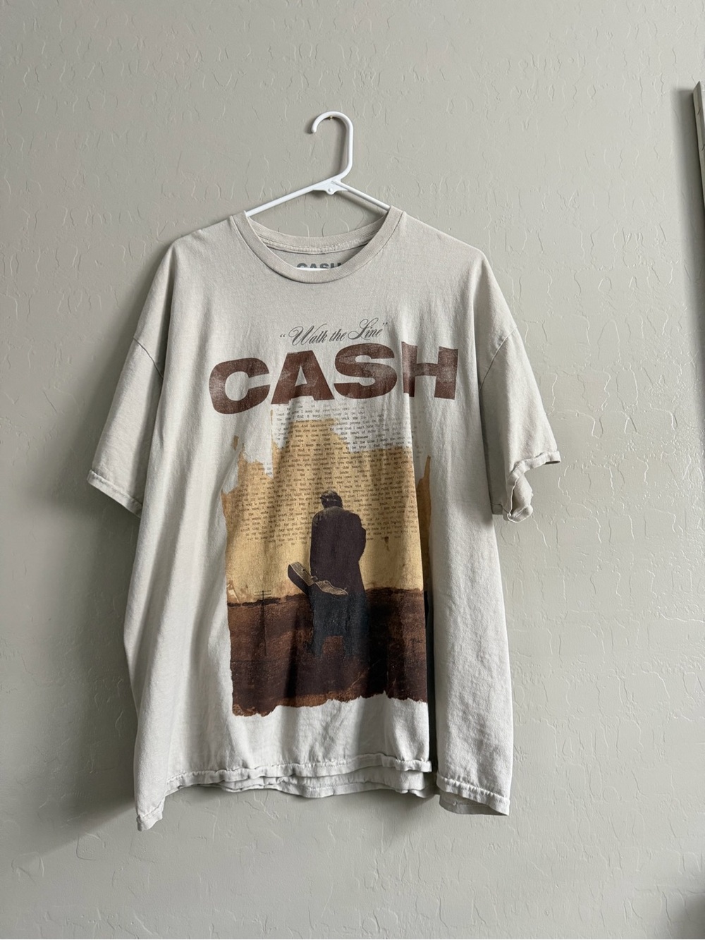 CASH Graphic Tee - Light Beige with Brown Print